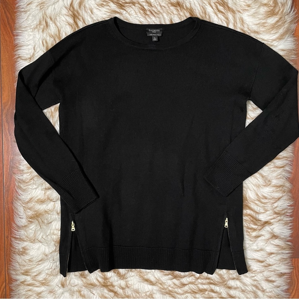 Talbots pure merino wool side zip sweater